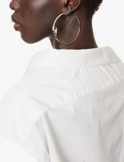 Asymmetric Long-sleeved Cotton-poplin Shirt -Ted Bakee Fashion Shop R04167955 WHITE ALT04