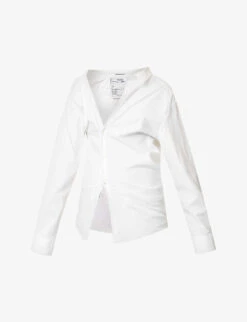 Asymmetric Long-sleeved Cotton-poplin Shirt