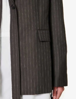 Andarak Pinstriped Deconstructed Wool And Silk-blend Blazer -Ted Bakee Fashion Shop R04168292 GREYWITHSTRIPES ALT04