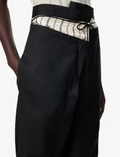 Gachnik Wide-leg Silk And Wool-blend Trousers 9 Gachnik Wide-leg Silk And Wool-blend Trousers -Ted Bakee Fashion Shop R04168305 BLACK ALT04