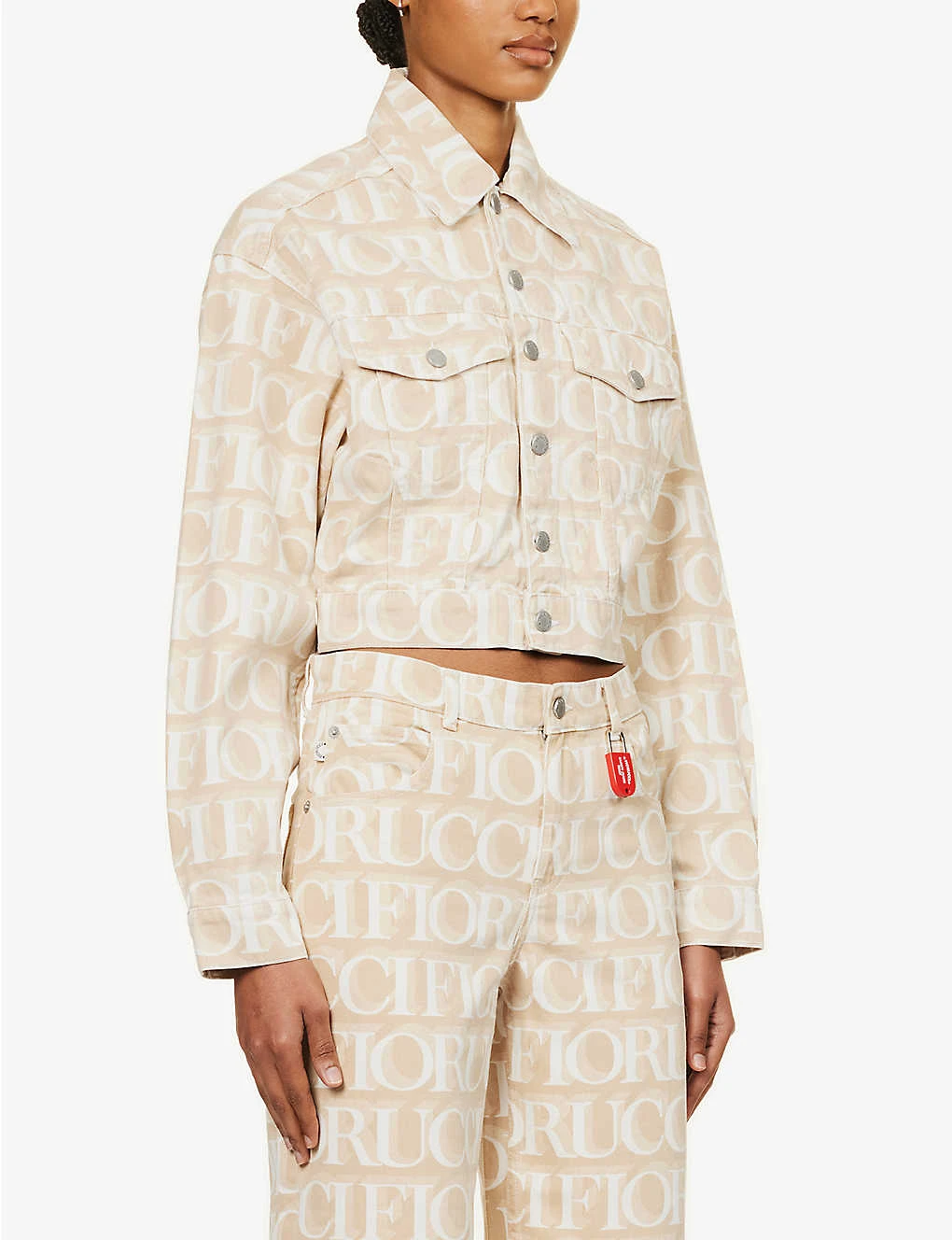 FIORUCCI Monogram-pattern Cropped Organic-denim Jacket 3 FIORUCCI Monogram-pattern Cropped Organic-denim Jacket - Image 3