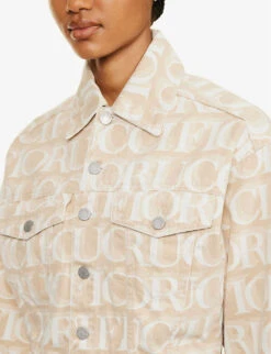 FIORUCCI Monogram-pattern Cropped Organic-denim Jacket 10 FIORUCCI Monogram-pattern Cropped Organic-denim Jacket -Ted Bakee Fashion Shop R04168330 ECRU ALT04