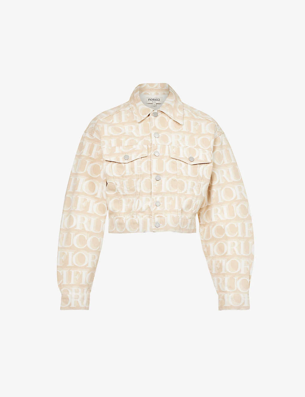 FIORUCCI Monogram-pattern Cropped Organic-denim Jacket 1 FIORUCCI Monogram-pattern Cropped Organic-denim Jacket