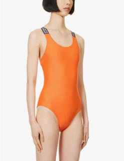 Exclusive Logo-print Stretch-recycled Polyamide Swimsuit -Ted Bakee Fashion Shop R04168676 RED ALT02