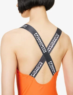 Exclusive Logo-print Stretch-recycled Polyamide Swimsuit -Ted Bakee Fashion Shop R04168676 RED ALT04