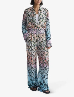 Reiss Serena Floral-print Wide-leg High-rise Woven Trousers -Ted Bakee Fashion Shop R04168982 MULTI ALT02