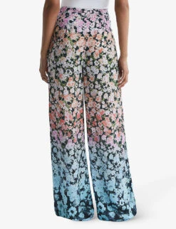 Reiss Serena Floral-print Wide-leg High-rise Woven Trousers -Ted Bakee Fashion Shop R04168982 MULTI ALT03