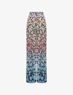Reiss Serena Floral-print Wide-leg High-rise Woven Trousers