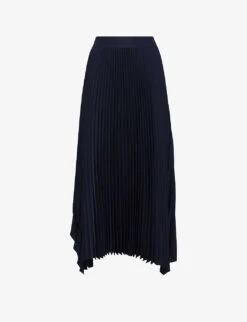 Reiss Jodie Pleated Asymmetric-hem Woven Midi Skirt