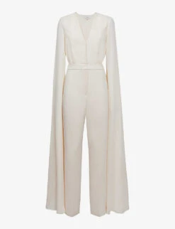 Reiss Olivia Cape-sleeve V-neck Woven Jumpsuit