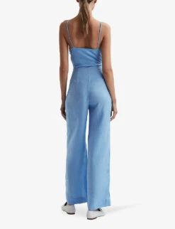 Reiss Emily Wide-leg Linen Jumpsuit -Ted Bakee Fashion Shop R04169130 BLUE ALT02