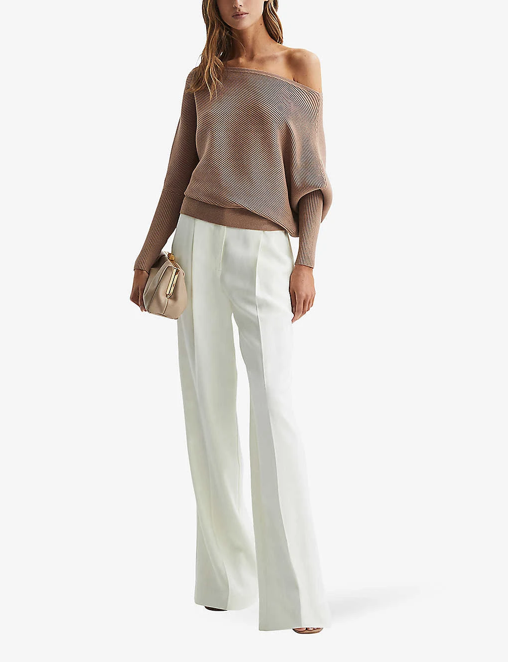 Reiss Lorna Asymmetric-neck Stretch-knit Top 2 Reiss Lorna Asymmetric-neck Stretch-knit Top - Image 2