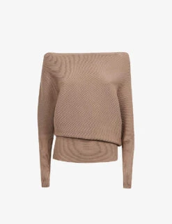 Reiss Lorna Asymmetric-neck Stretch-knit Top