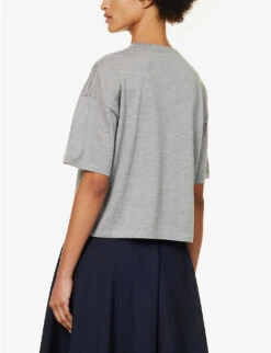 Valentino Maglia Short-sleeved Cashmere And Silk-blend Jumper 8 Valentino Maglia Short-sleeved Cashmere And Silk-blend Jumper -Ted Bakee Fashion Shop R04169672 GRIGIOMELANGE ALT03