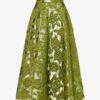 Valentino Floral-pattern Flared-hem Woven Midi Skirt