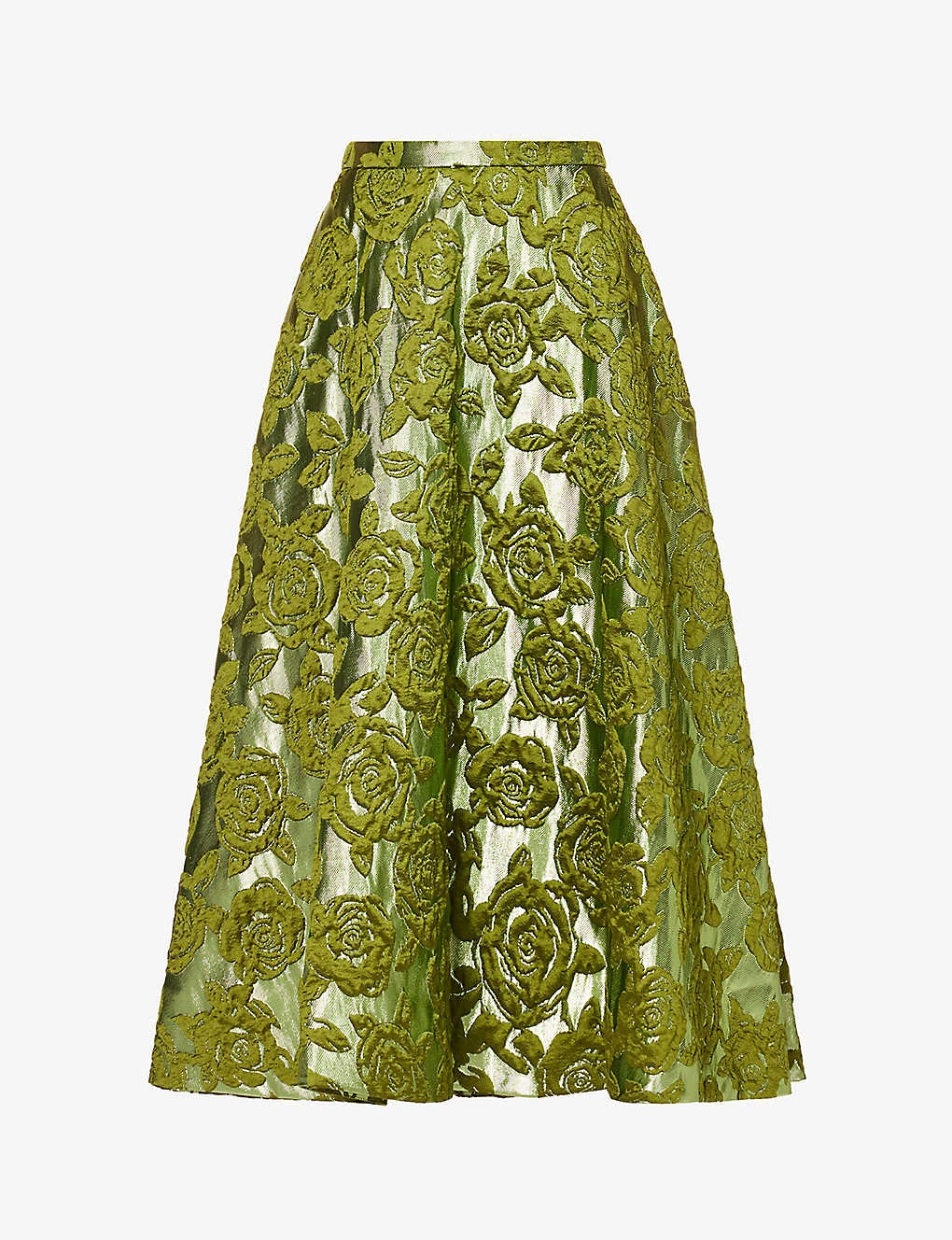 Valentino Floral-pattern Flared-hem Woven Midi Skirt 1 Valentino Floral-pattern Flared-hem Woven Midi Skirt