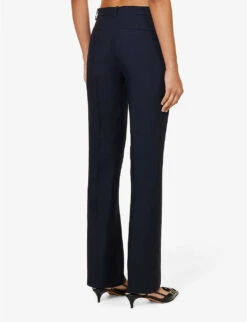 Valentino Pantalone Straight-leg Mid-rise Wool And Silk-blend Trousers 8 Valentino Pantalone Straight-leg Mid-rise Wool And Silk-blend Trousers -Ted Bakee Fashion Shop R04169686 NAVY ALT03