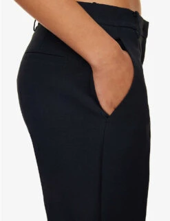 Valentino Pantalone Straight-leg Mid-rise Wool And Silk-blend Trousers 9 Valentino Pantalone Straight-leg Mid-rise Wool And Silk-blend Trousers -Ted Bakee Fashion Shop R04169686 NAVY ALT04