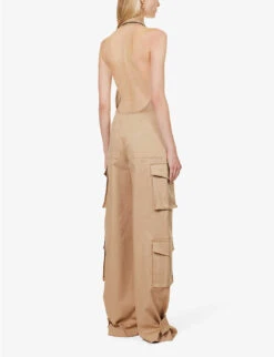 Valentino Tuta Flap-pocket Stretch-cotton Cargo Jumpsuit -Ted Bakee Fashion Shop R04169717 BEIGE ALT03