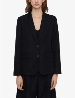 Joseph Belmore Single-breasted Regular-fit Silk-cotton Blend Jacket 7 Joseph Belmore Single-breasted Regular-fit Silk-cotton Blend Jacket -Ted Bakee Fashion Shop R04169959 BLACK ALT02