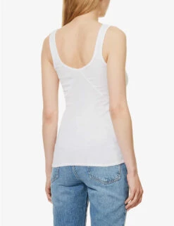 Rag & Bone Essential Ribbed Scoop-neck Stretch-organic Cotton Top -Ted Bakee Fashion Shop R04170704 WHITE ALT03