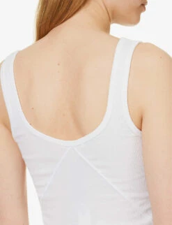 Rag & Bone Essential Ribbed Scoop-neck Stretch-organic Cotton Top -Ted Bakee Fashion Shop R04170704 WHITE ALT04