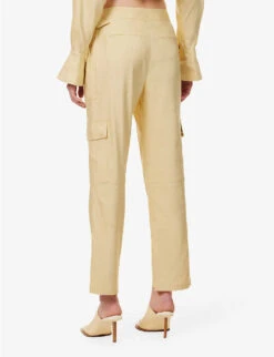 Carolina Straight-leg Mid-rise Linen-blend Trousers -Ted Bakee Fashion Shop R04172392 WHEAT ALT03