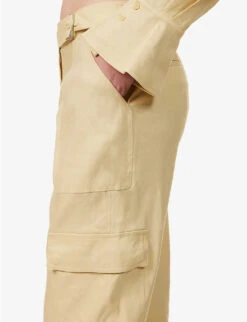 Carolina Straight-leg Mid-rise Linen-blend Trousers -Ted Bakee Fashion Shop R04172392 WHEAT ALT04