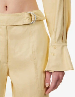Carolina Straight-leg Mid-rise Linen-blend Trousers -Ted Bakee Fashion Shop R04172392 WHEAT ALT05