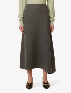 Jil Sander Asymmetric Mid-rise Wool-blend Midi Skirt 7 Jil Sander Asymmetric Mid-rise Wool-blend Midi Skirt -Ted Bakee Fashion Shop R04173135 64 ALT02