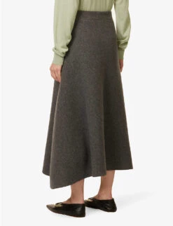 Jil Sander Asymmetric Mid-rise Wool-blend Midi Skirt 8 Jil Sander Asymmetric Mid-rise Wool-blend Midi Skirt -Ted Bakee Fashion Shop R04173135 64 ALT03