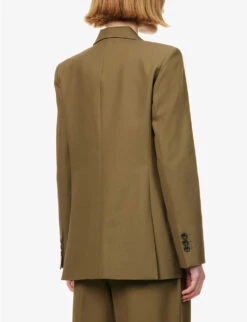 Double-breasted Organic-cotton Blazer -Ted Bakee Fashion Shop R04173366 LODENGREEN ALT03