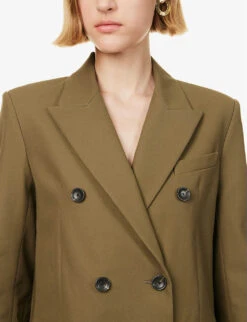 Double-breasted Organic-cotton Blazer -Ted Bakee Fashion Shop R04173366 LODENGREEN ALT04