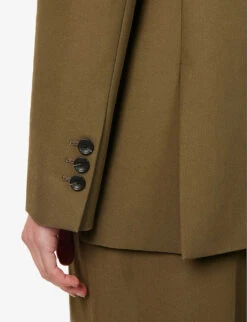 Double-breasted Organic-cotton Blazer -Ted Bakee Fashion Shop R04173366 LODENGREEN ALT05