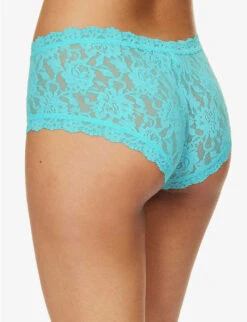 HANKY PANKY Signature Mid-rise Lace Briefs 7 HANKY PANKY Signature Mid-rise Lace Briefs -Ted Bakee Fashion Shop R04173865 AQUATICBLUE ALT03