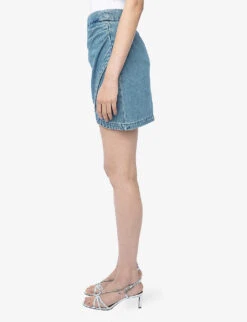 Zadig & Voltaire Julipe Curved-hem Denim Mini Skirt -Ted Bakee Fashion Shop R04174114 LIGHTBLUE ALT02