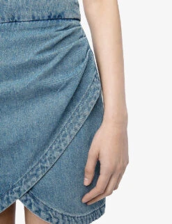 Zadig & Voltaire Julipe Curved-hem Denim Mini Skirt -Ted Bakee Fashion Shop R04174114 LIGHTBLUE ALT04