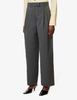 Orla Straight-leg Mid-rise Stretch-woven Trousers -Ted Bakee Fashion Shop R04174457 CHARCOALMARLE ALT02