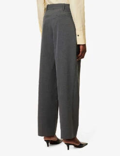 Orla Straight-leg Mid-rise Stretch-woven Trousers -Ted Bakee Fashion Shop R04174457 CHARCOALMARLE ALT03