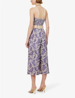 Zimmermann Devi Strapless Linen Jumpsuit -Ted Bakee Fashion Shop R04174577 INDIGOCREAMPAISLEY ALT03