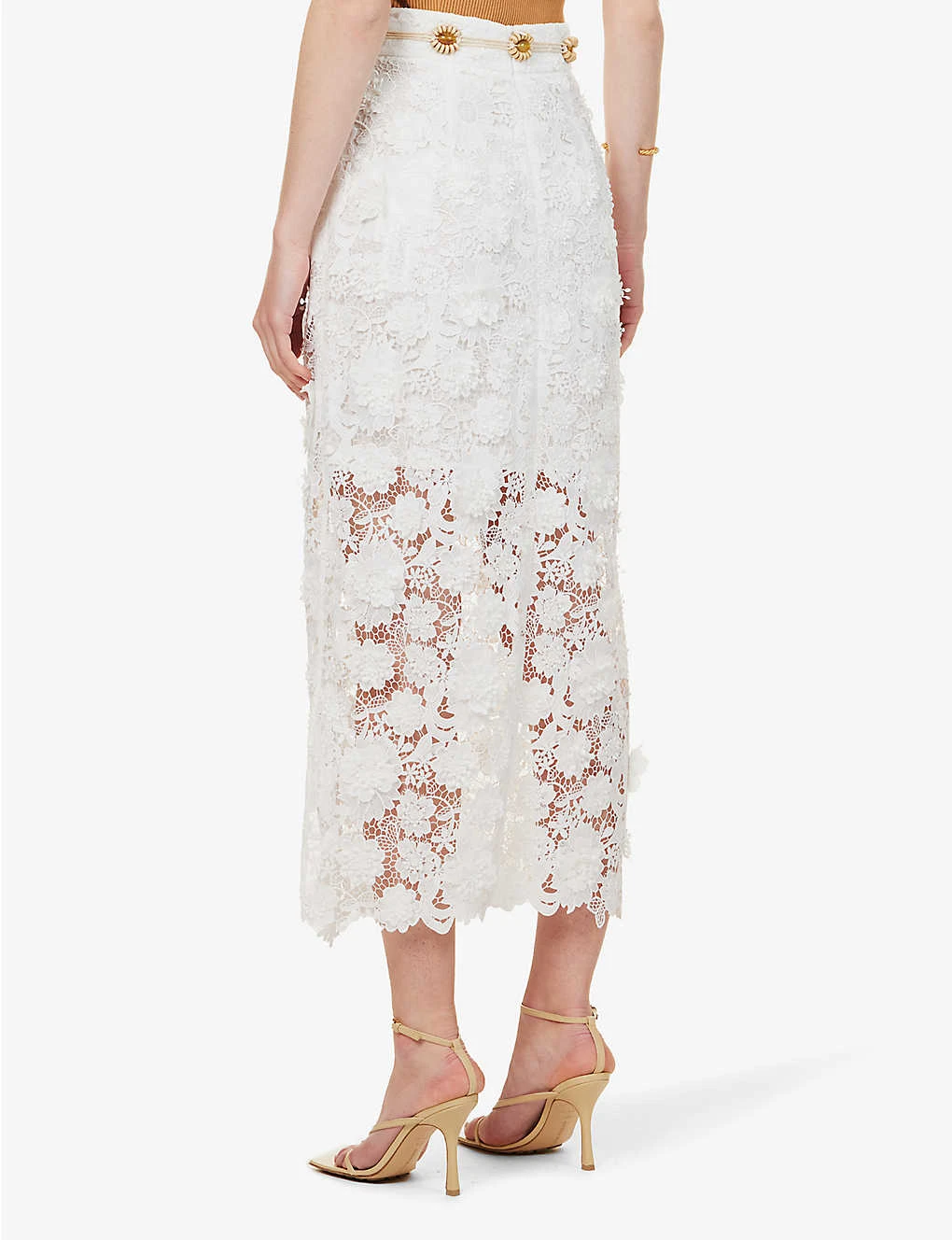 Zimmermann Raie Beaded-belt Floral-lace Midi Skirt 4 Zimmermann Raie Beaded-belt Floral-lace Midi Skirt - Image 4