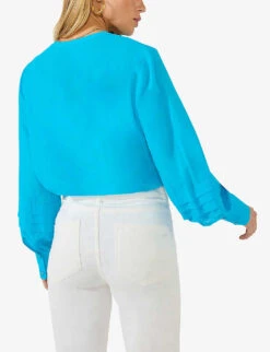 Pin-tucked Long-sleeved Oversized Woven Shirt -Ted Bakee Fashion Shop R04174698 BLUE ALT03