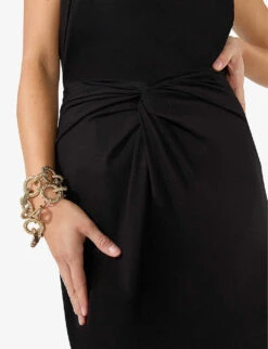 Twisted Regular-fit Woven Midi Skirt -Ted Bakee Fashion Shop R04174701 BLACK ALT02