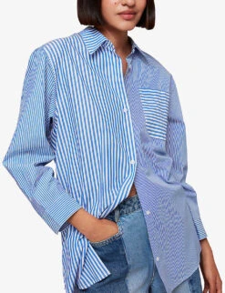 Whistles Millie Stripe Oversized Cotton Shirt -Ted Bakee Fashion Shop R04175228 MULTICOLOURED ALT02