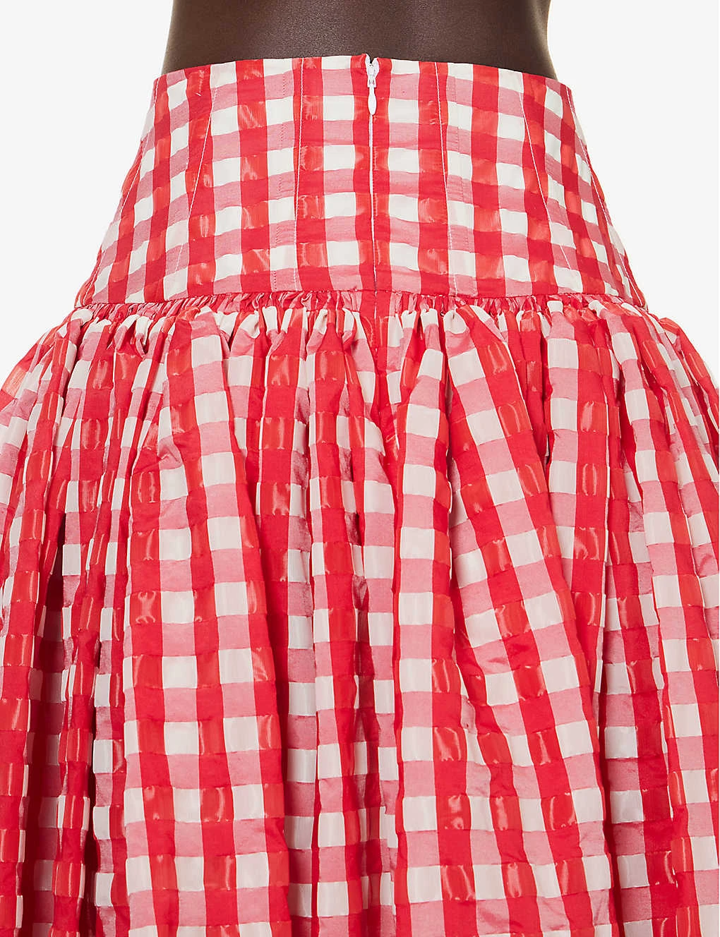 Gingham-print Flared-hem Woven Maxi Skirt 5 Gingham-print Flared-hem Woven Maxi Skirt - Image 5