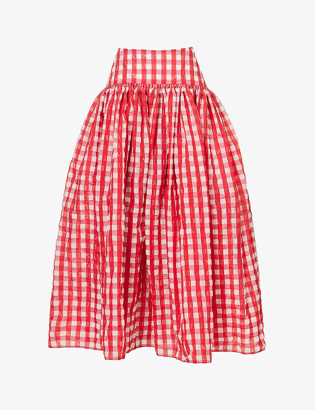 Gingham-print Flared-hem Woven Maxi Skirt 1 Gingham-print Flared-hem Woven Maxi Skirt
