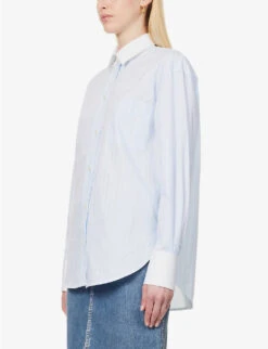 Victoria Beckham Striped Patch-pocket Cotton Shirt -Ted Bakee Fashion Shop R04180525 SKYBLUEWHITE ALT02