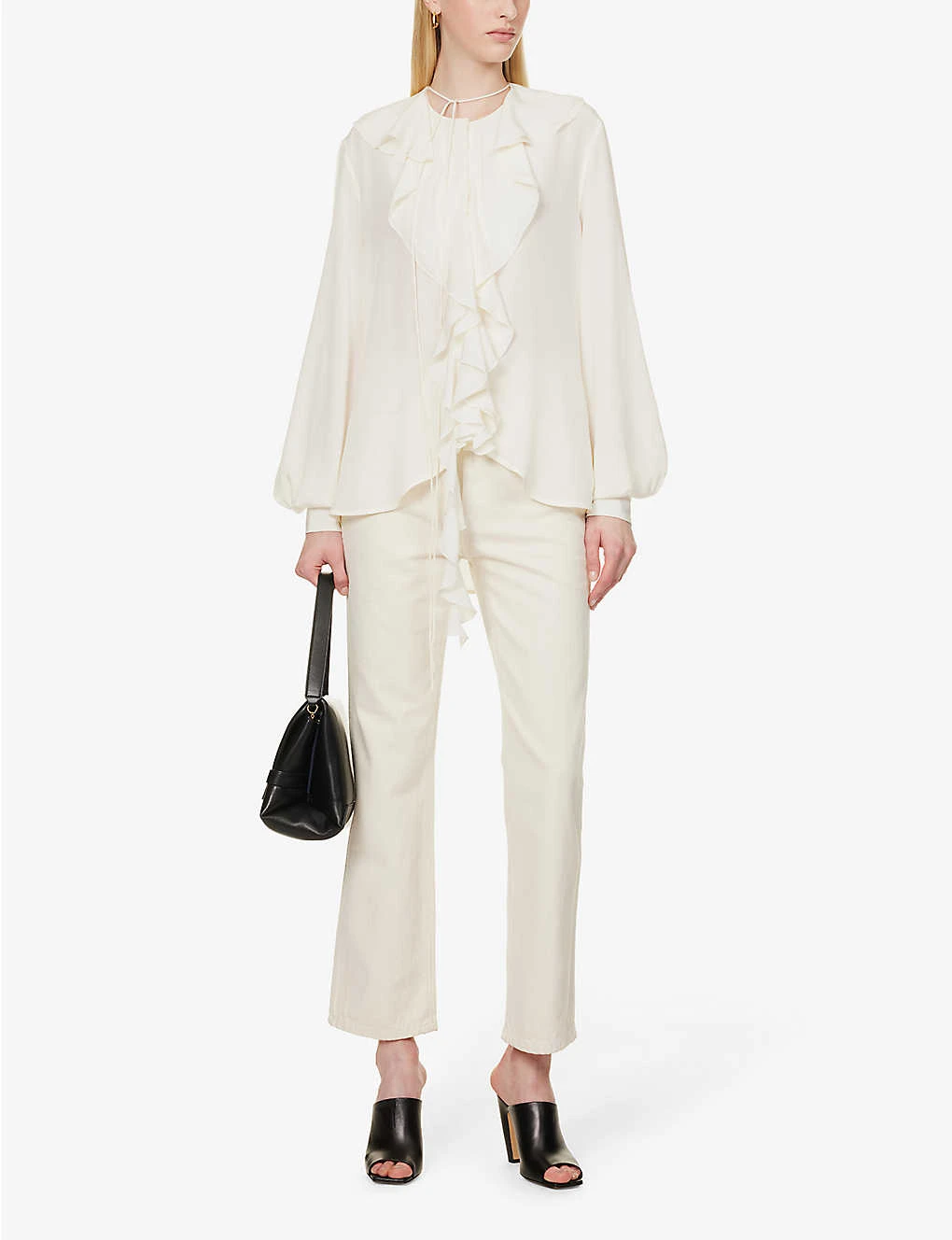 Victoria Beckham Ruffle-trim Self-tie Silk Shirt 2 Victoria Beckham Ruffle-trim Self-tie Silk Shirt - Image 2