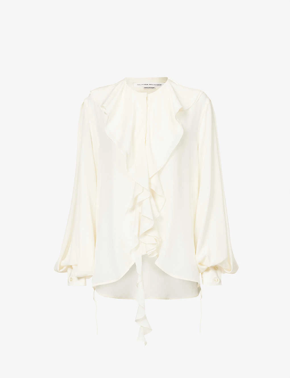 Victoria Beckham Ruffle-trim Self-tie Silk Shirt 1 Victoria Beckham Ruffle-trim Self-tie Silk Shirt