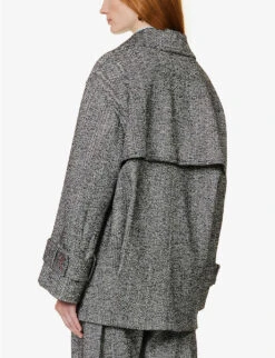 Victoria Beckham Notched-lapel Slip-pocket Wool-blend Coat -Ted Bakee Fashion Shop R04180559 BLACKWHITE ALT03